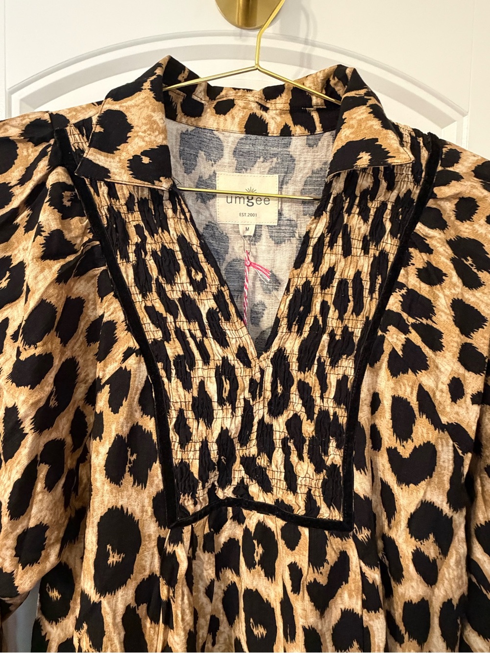 Umgee Black and Tan Leopard Print V-Neck Dress - Picture 3 of 5